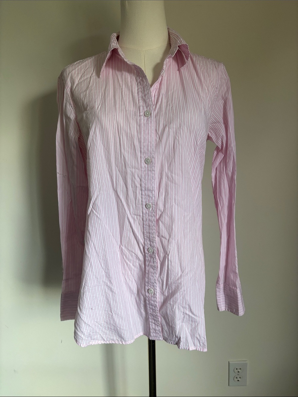 GAP Pink and White Striped Button-Down Shirt